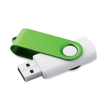 Chiavetta USB in plastica bianca e metallo colorato
